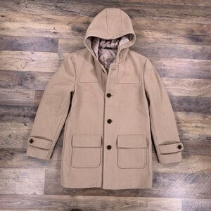 Ralph Lauren Coat Womens Beige Wool Hooded Quilt Lined Jacket size S